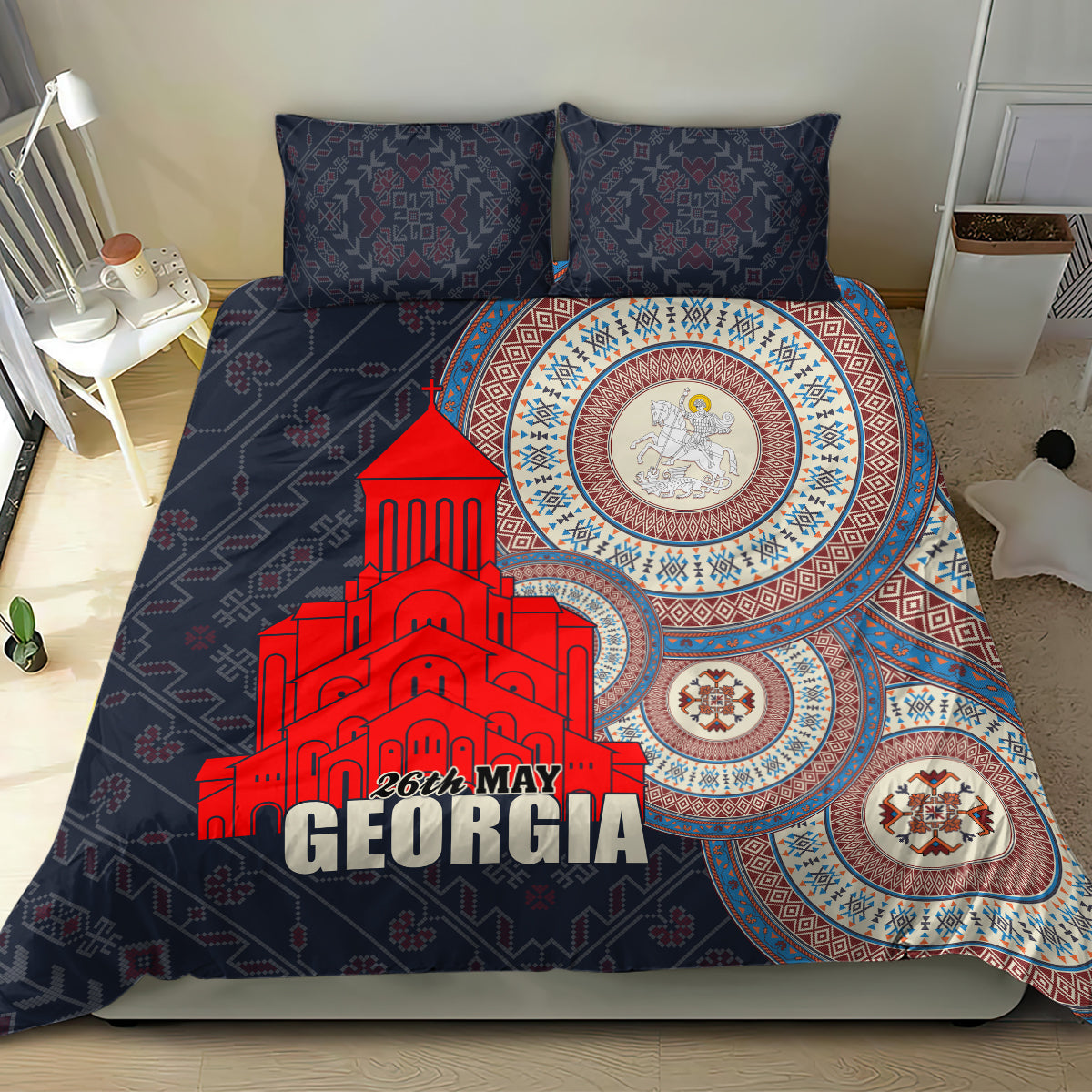 Georgia Independence Day Bedding Set Holy Trinity Cathedral of Tbilisi - Wonder Print Shop
