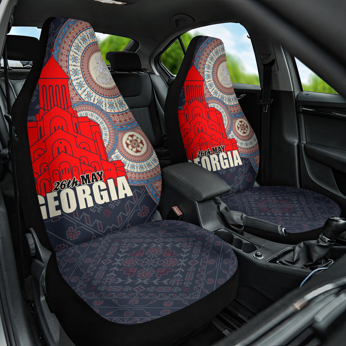 Georgia Independence Day Car Seat Cover Holy Trinity Cathedral of Tbilisi