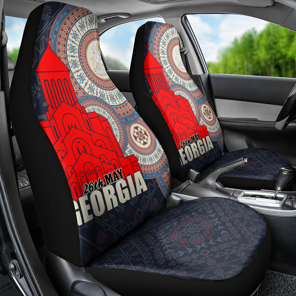 Georgia Independence Day Car Seat Cover Holy Trinity Cathedral of Tbilisi - Wonder Print Shop