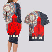 Georgia Independence Day Couples Matching Long Sleeve Bodycon Dress and Hawaiian Shirt Holy Trinity Cathedral of Tbilisi - Wonder Print Shop
