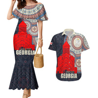 Georgia Independence Day Couples Matching Mermaid Dress and Hawaiian Shirt Holy Trinity Cathedral of Tbilisi - Wonder Print Shop