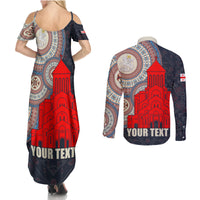 Georgia Independence Day Couples Matching Summer Maxi Dress and Long Sleeve Button Shirt Holy Trinity Cathedral of Tbilisi - Wonder Print Shop
