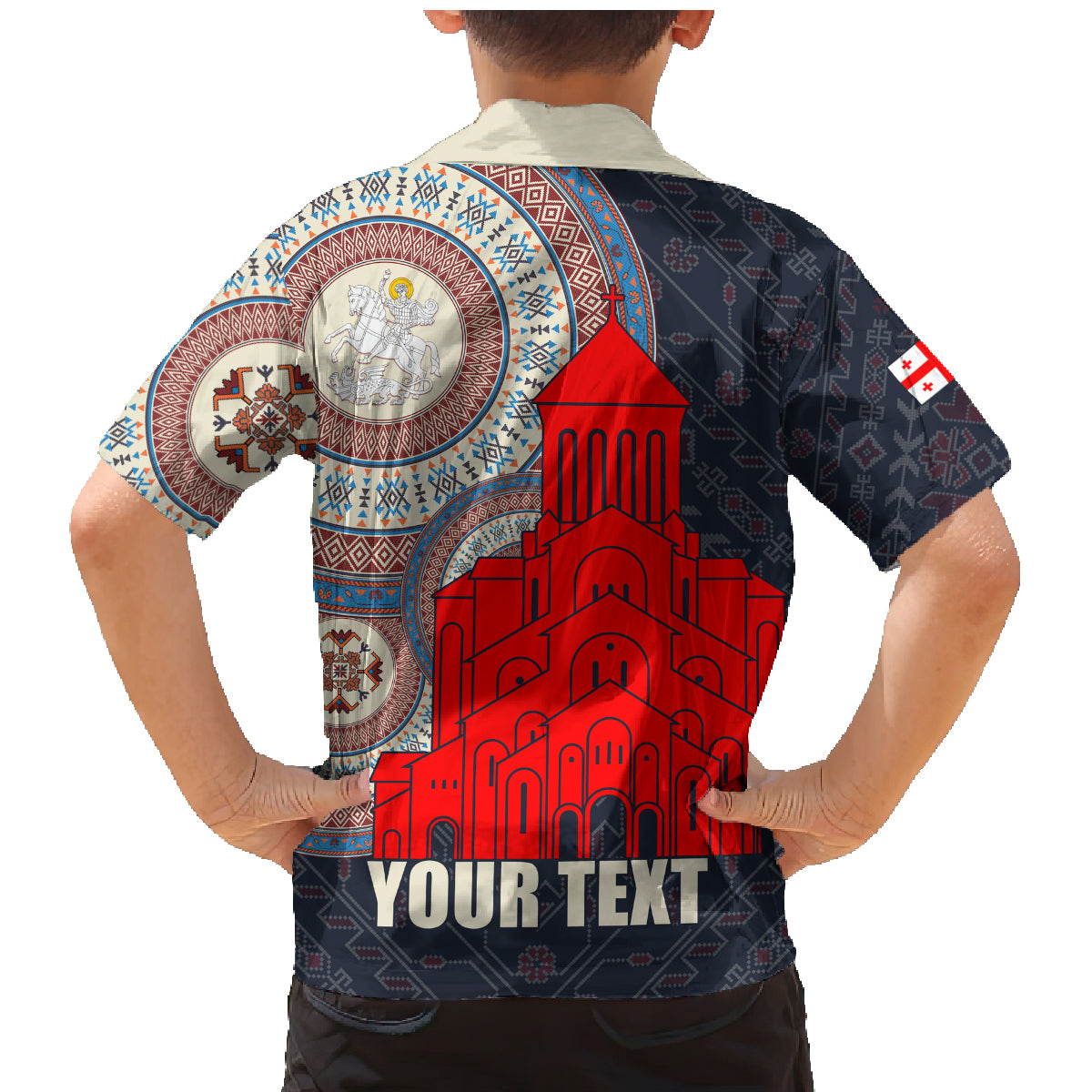 Georgia Independence Day Family Matching Mermaid Dress and Hawaiian Shirt Holy Trinity Cathedral of Tbilisi - Wonder Print Shop