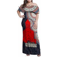 Georgia Independence Day Family Matching Off Shoulder Maxi Dress and Hawaiian Shirt Holy Trinity Cathedral of Tbilisi - Wonder Print Shop