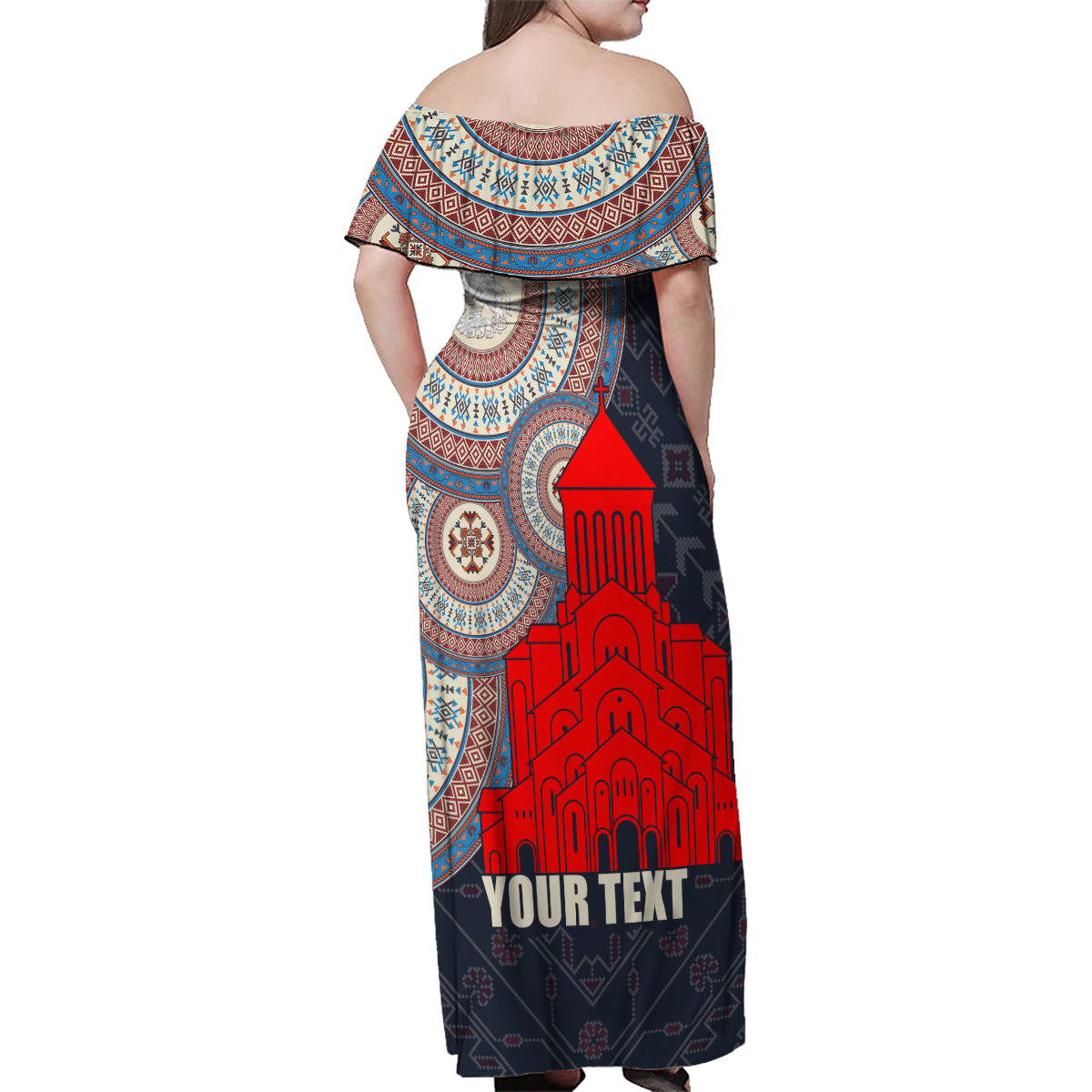 Georgia Independence Day Family Matching Off Shoulder Maxi Dress and Hawaiian Shirt Holy Trinity Cathedral of Tbilisi - Wonder Print Shop