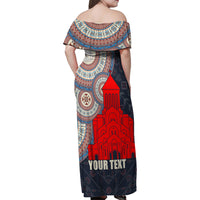 Georgia Independence Day Family Matching Off Shoulder Maxi Dress and Hawaiian Shirt Holy Trinity Cathedral of Tbilisi - Wonder Print Shop
