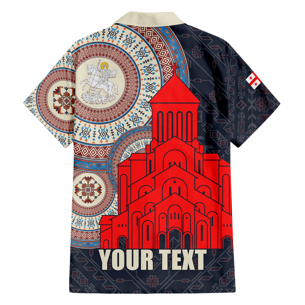 Georgia Independence Day Family Matching Puletasi and Hawaiian Shirt Holy Trinity Cathedral of Tbilisi - Wonder Print Shop