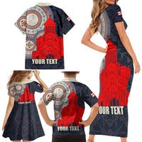 Georgia Independence Day Family Matching Short Sleeve Bodycon Dress and Hawaiian Shirt Holy Trinity Cathedral of Tbilisi - Wonder Print Shop