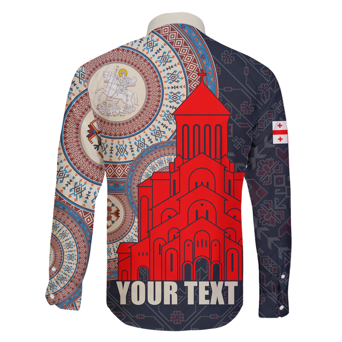 Georgia Independence Day Family Matching Short Sleeve Bodycon Dress and Hawaiian Shirt Holy Trinity Cathedral of Tbilisi - Wonder Print Shop