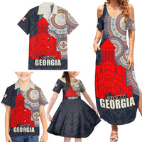 Georgia Independence Day Family Matching Summer Maxi Dress and Hawaiian Shirt Holy Trinity Cathedral of Tbilisi - Wonder Print Shop