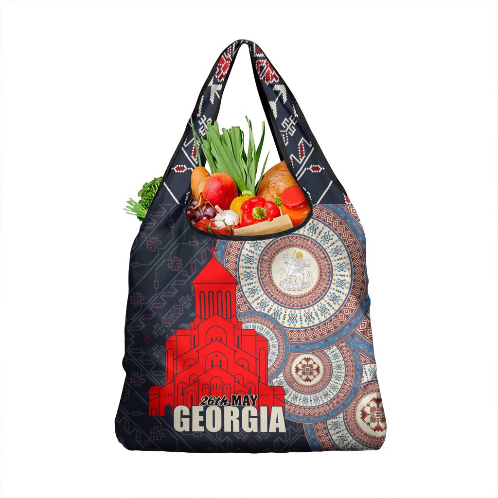 Georgia Independence Day Grocery Bag Holy Trinity Cathedral of Tbilisi