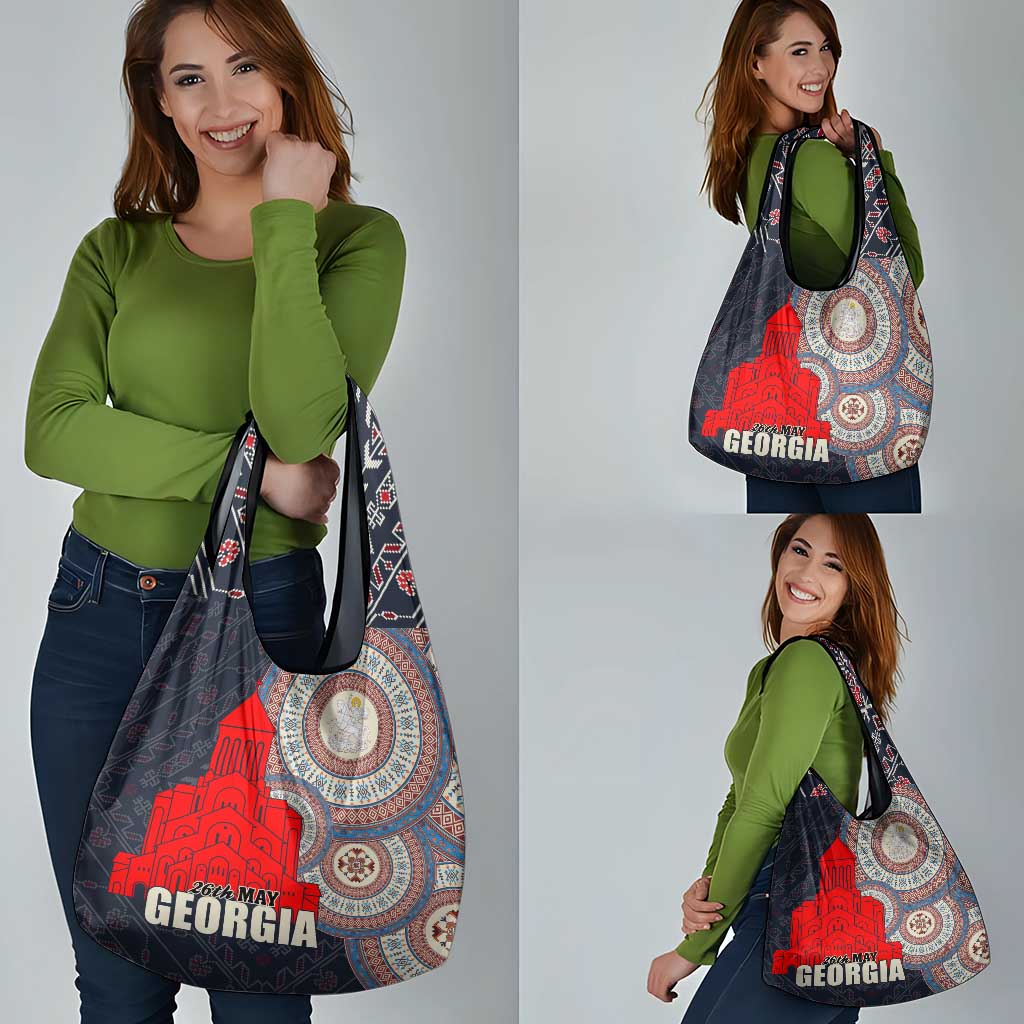 Georgia Independence Day Grocery Bag Holy Trinity Cathedral of Tbilisi
