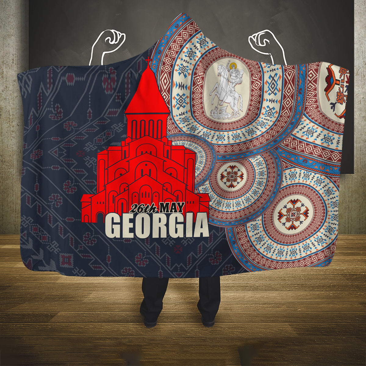 Georgia Independence Day Hooded Blanket Holy Trinity Cathedral of Tbilisi
