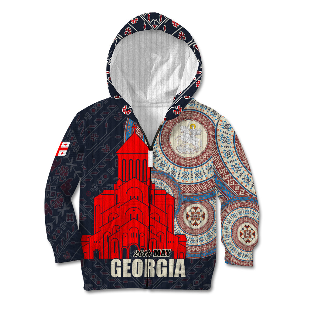 Georgia Independence Day Kid Hoodie Holy Trinity Cathedral of Tbilisi - Wonder Print Shop