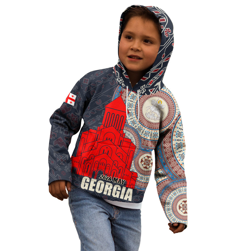 Georgia Independence Day Kid Hoodie Holy Trinity Cathedral of Tbilisi - Wonder Print Shop