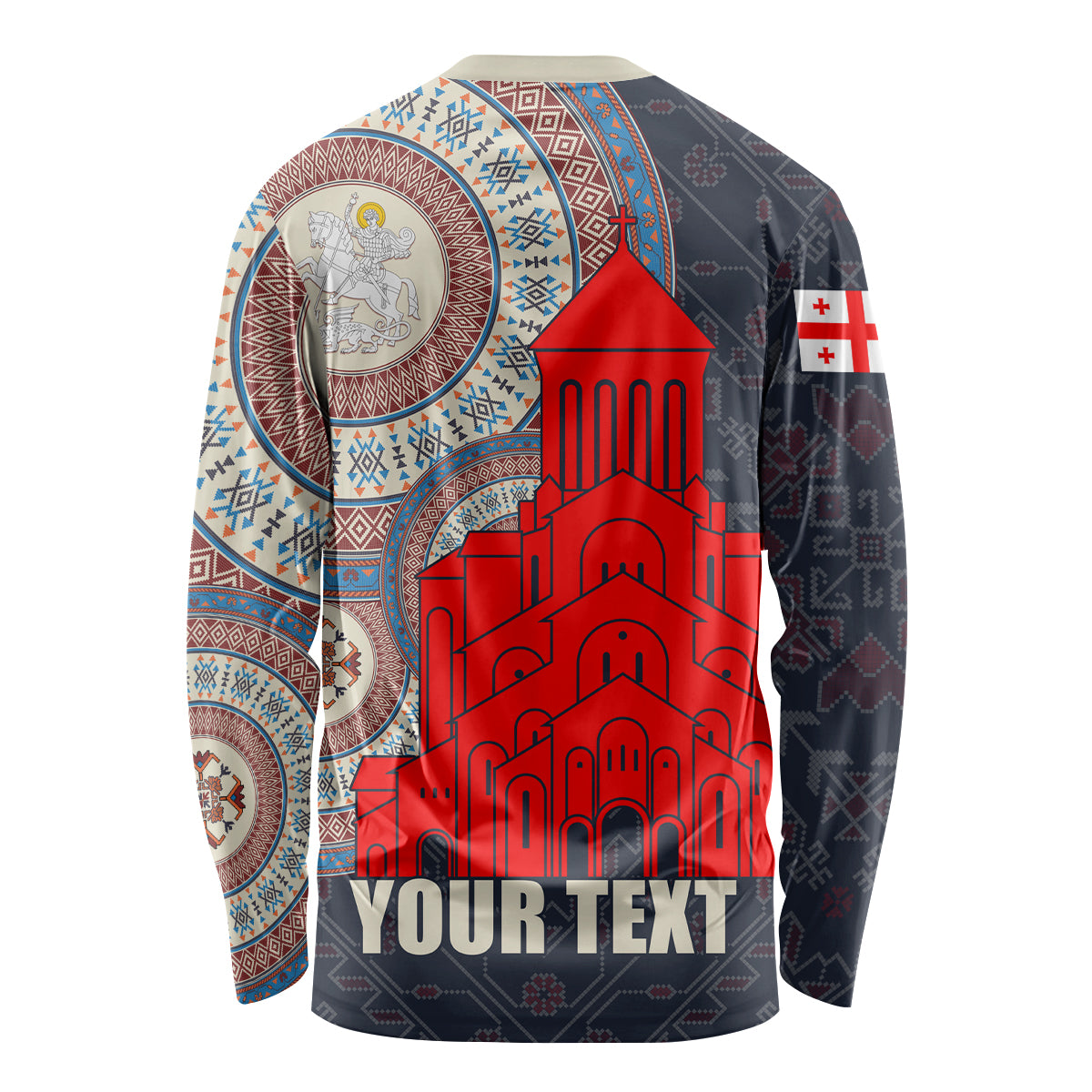 Georgia Independence Day Long Sleeve Shirt Holy Trinity Cathedral of Tbilisi - Wonder Print Shop