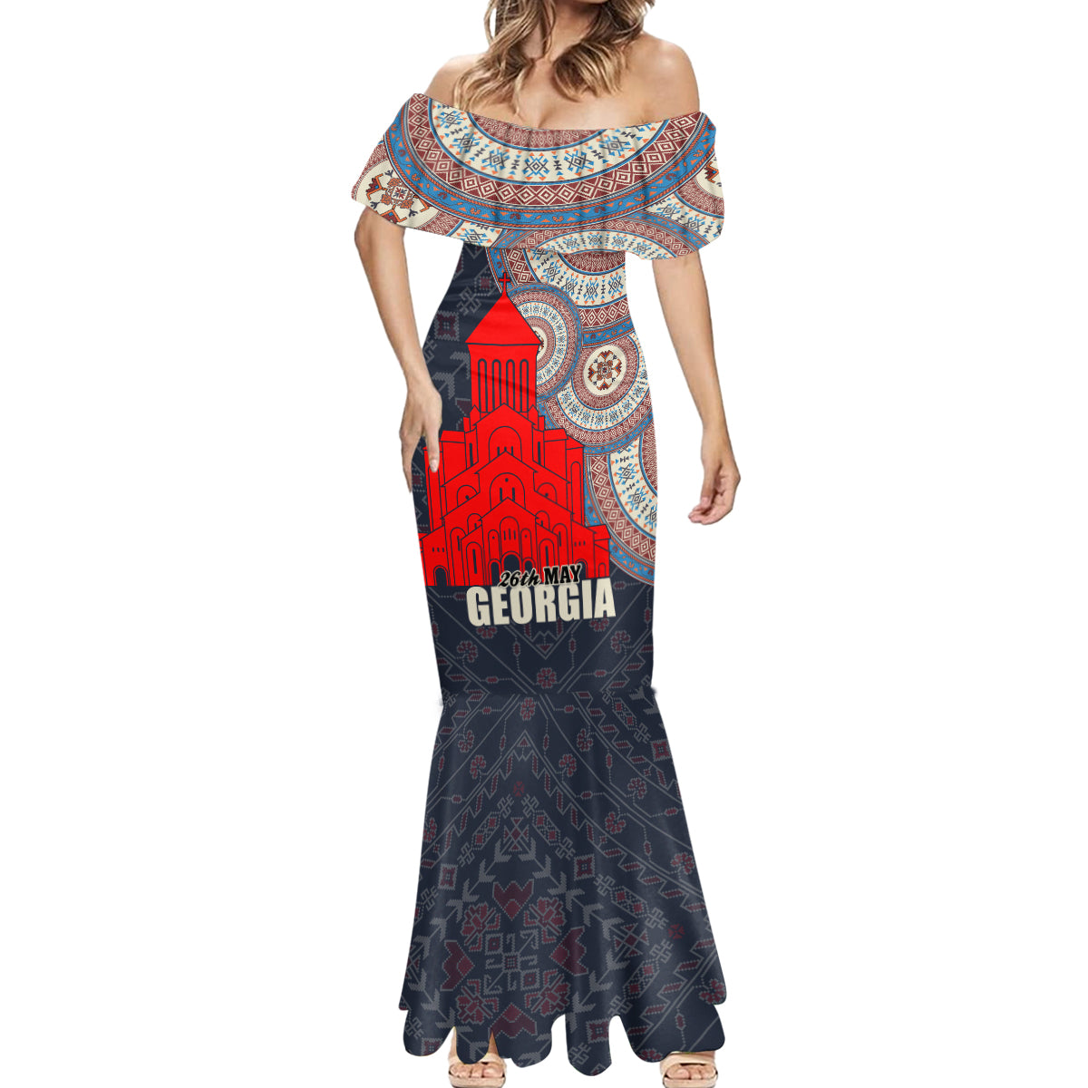 Georgia Independence Day Mermaid Dress Holy Trinity Cathedral of Tbilisi - Wonder Print Shop