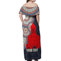 Georgia Independence Day Off Shoulder Maxi Dress Holy Trinity Cathedral of Tbilisi - Wonder Print Shop