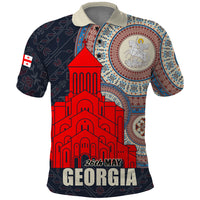 Georgia Independence Day Polo Shirt Holy Trinity Cathedral of Tbilisi - Wonder Print Shop