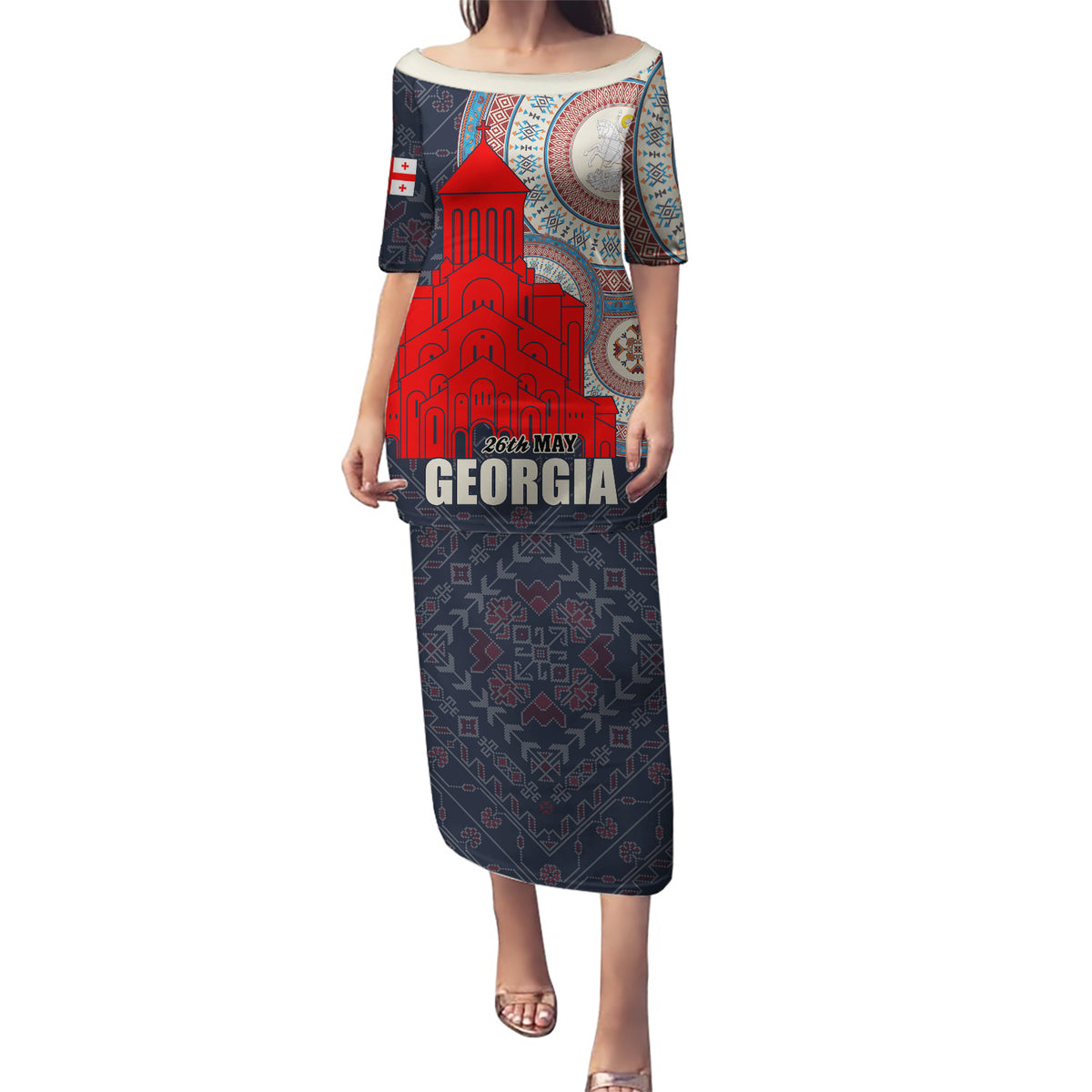 Georgia Independence Day Puletasi Holy Trinity Cathedral of Tbilisi - Wonder Print Shop