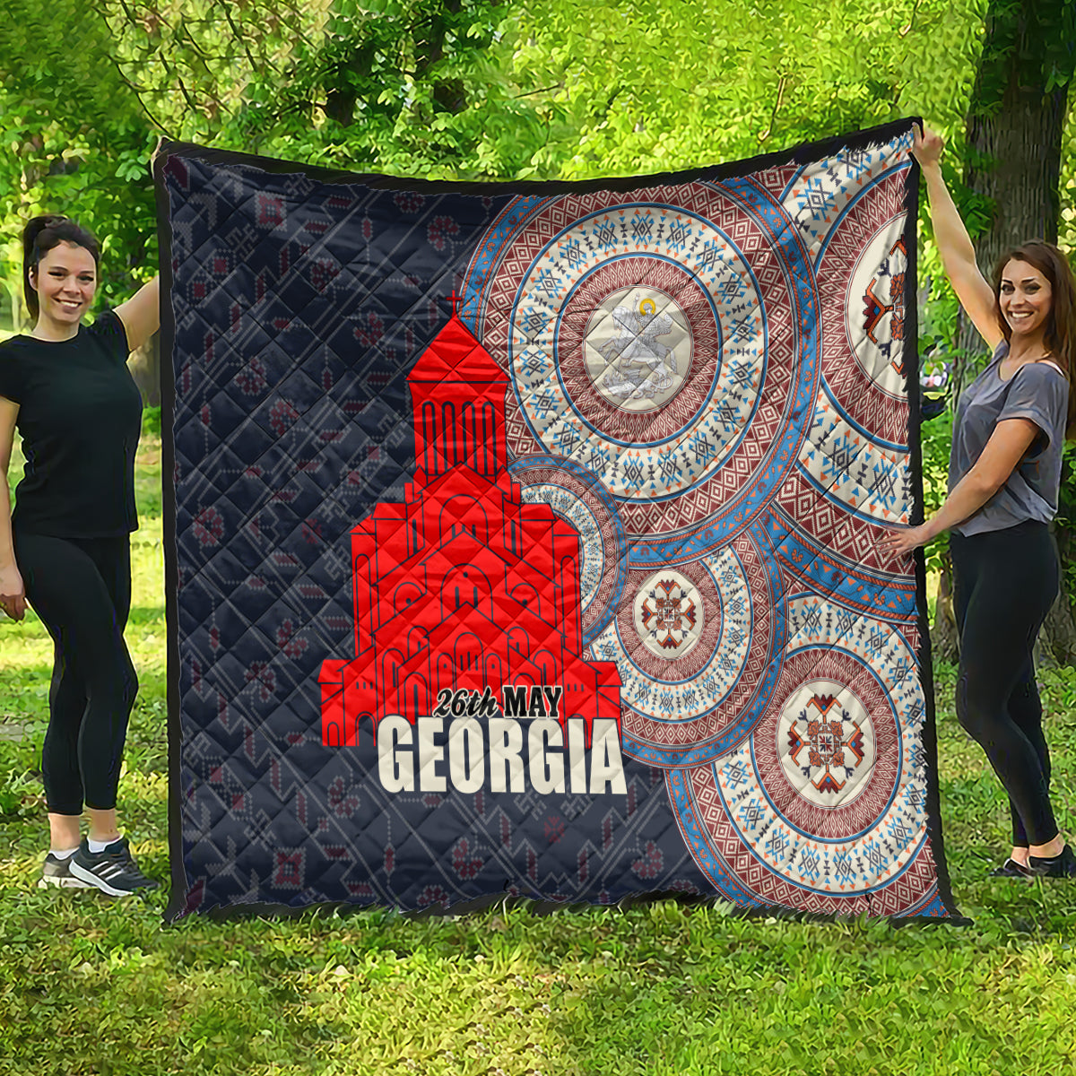 Georgia Independence Day Quilt Holy Trinity Cathedral of Tbilisi - Wonder Print Shop