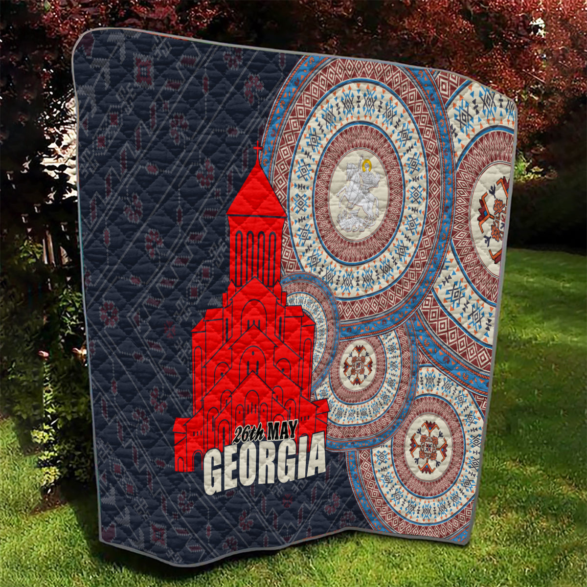 Georgia Independence Day Quilt Holy Trinity Cathedral of Tbilisi - Wonder Print Shop