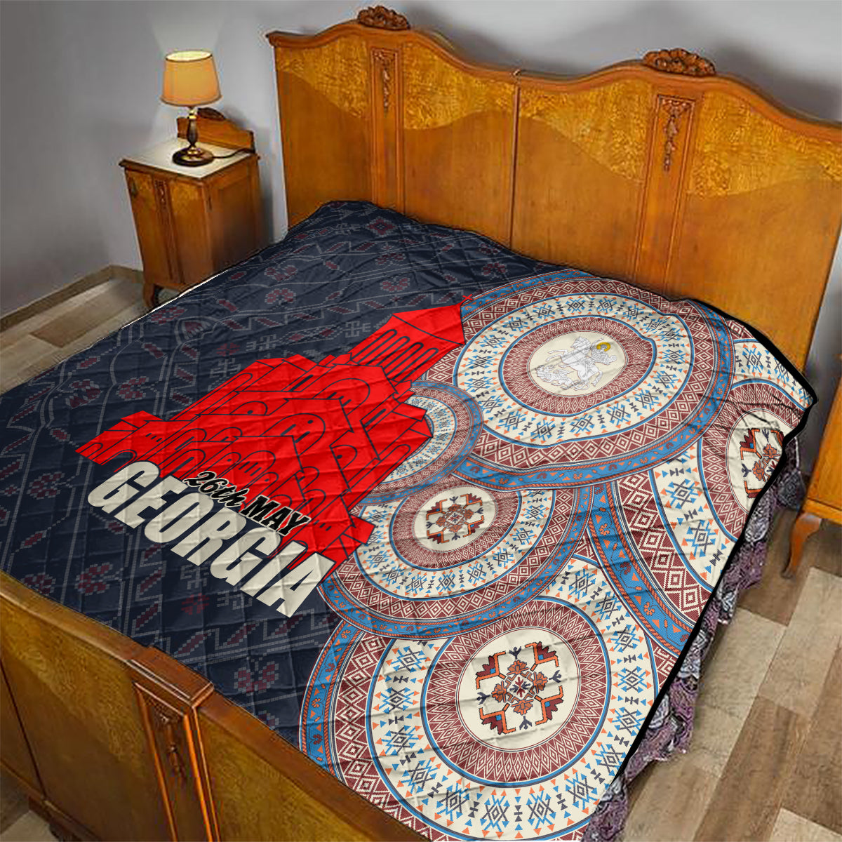 Georgia Independence Day Quilt Holy Trinity Cathedral of Tbilisi - Wonder Print Shop