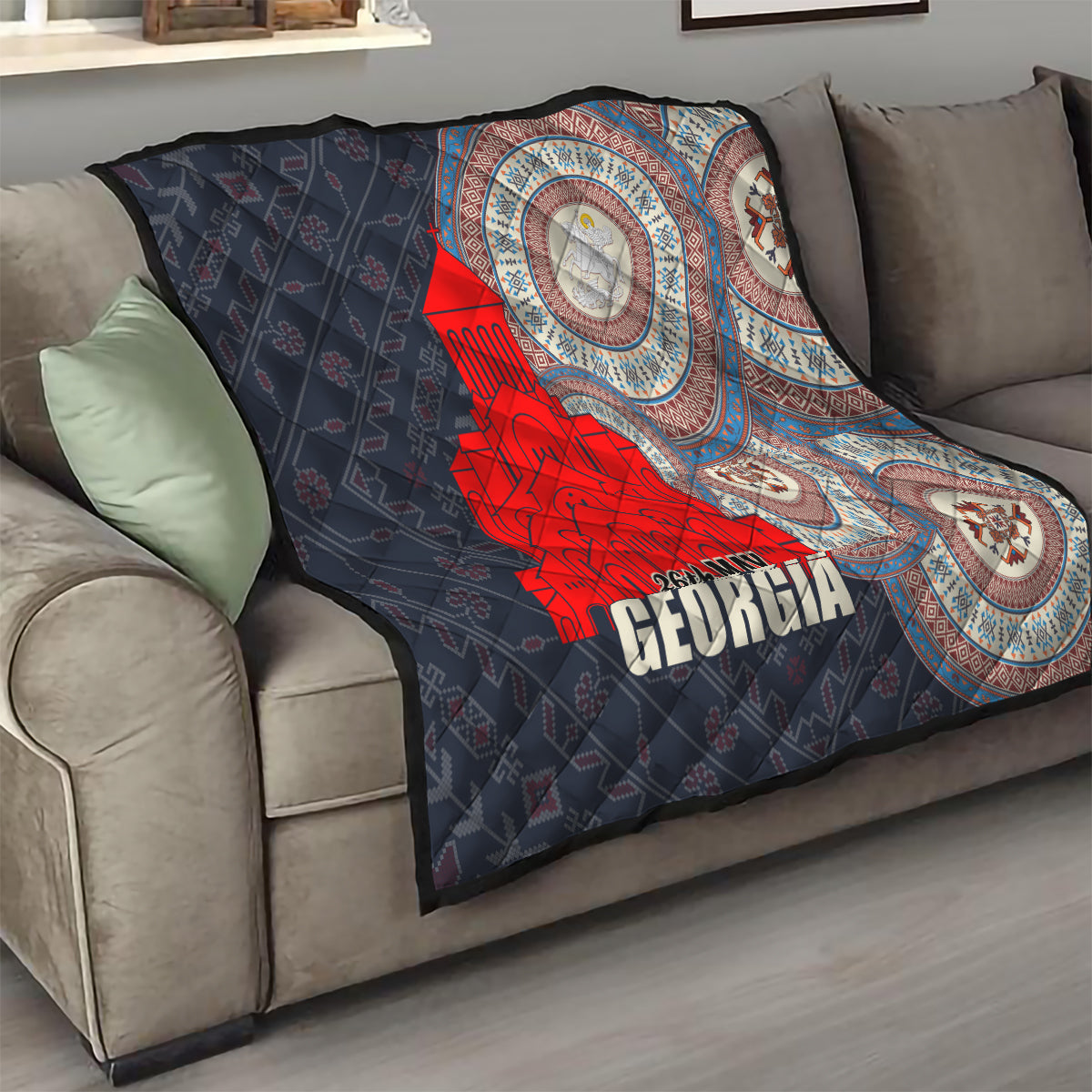 Georgia Independence Day Quilt Holy Trinity Cathedral of Tbilisi - Wonder Print Shop