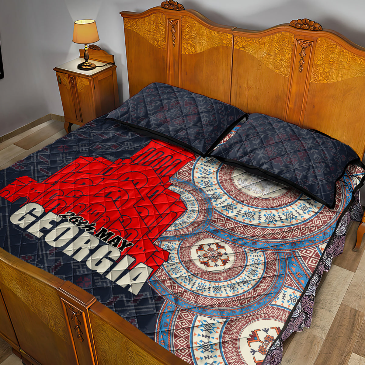 Georgia Independence Day Quilt Bed Set Holy Trinity Cathedral of Tbilisi - Wonder Print Shop