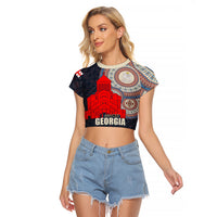 Georgia Independence Day Raglan Cropped T Shirt Holy Trinity Cathedral of Tbilisi - Wonder Print Shop
