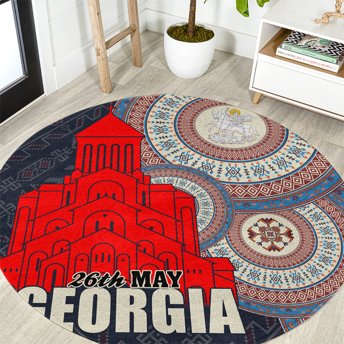 Georgia Independence Day Round Carpet Holy Trinity Cathedral of Tbilisi