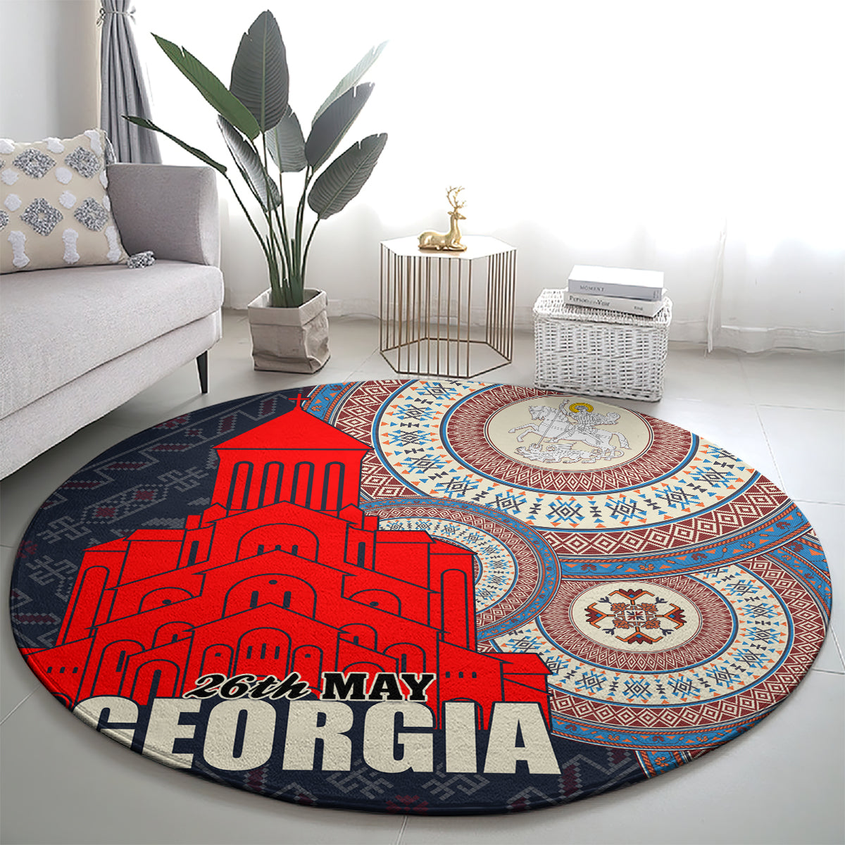 Georgia Independence Day Round Carpet Holy Trinity Cathedral of Tbilisi