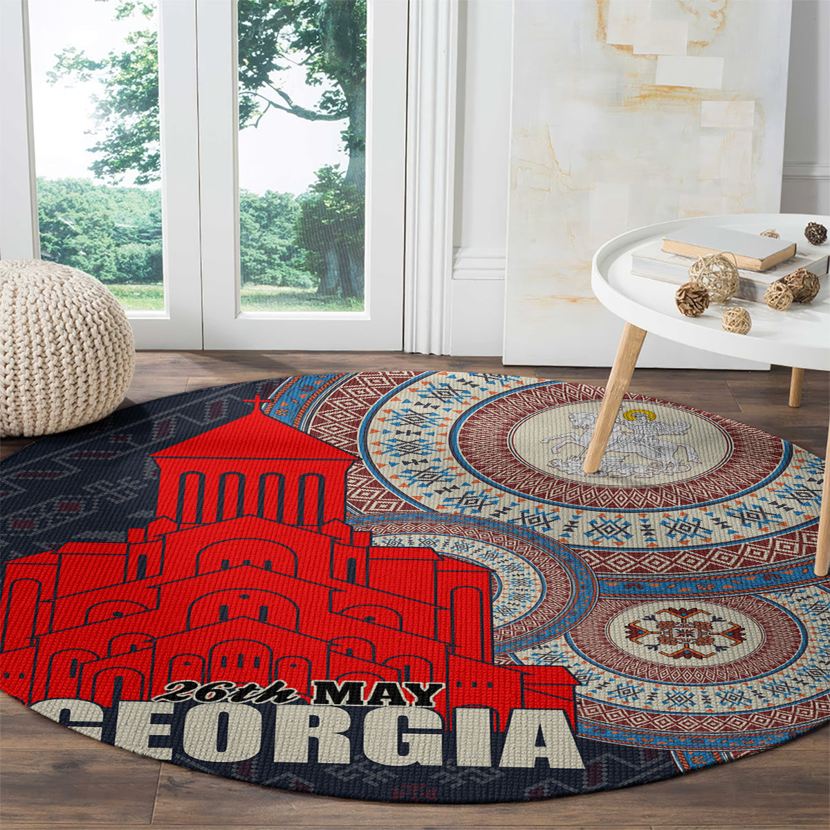 Georgia Independence Day Round Carpet Holy Trinity Cathedral of Tbilisi