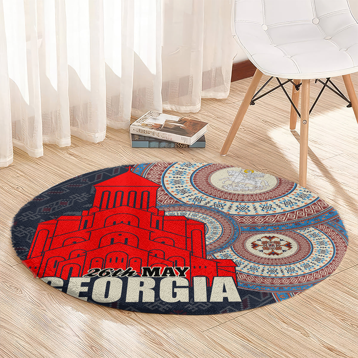Georgia Independence Day Round Carpet Holy Trinity Cathedral of Tbilisi