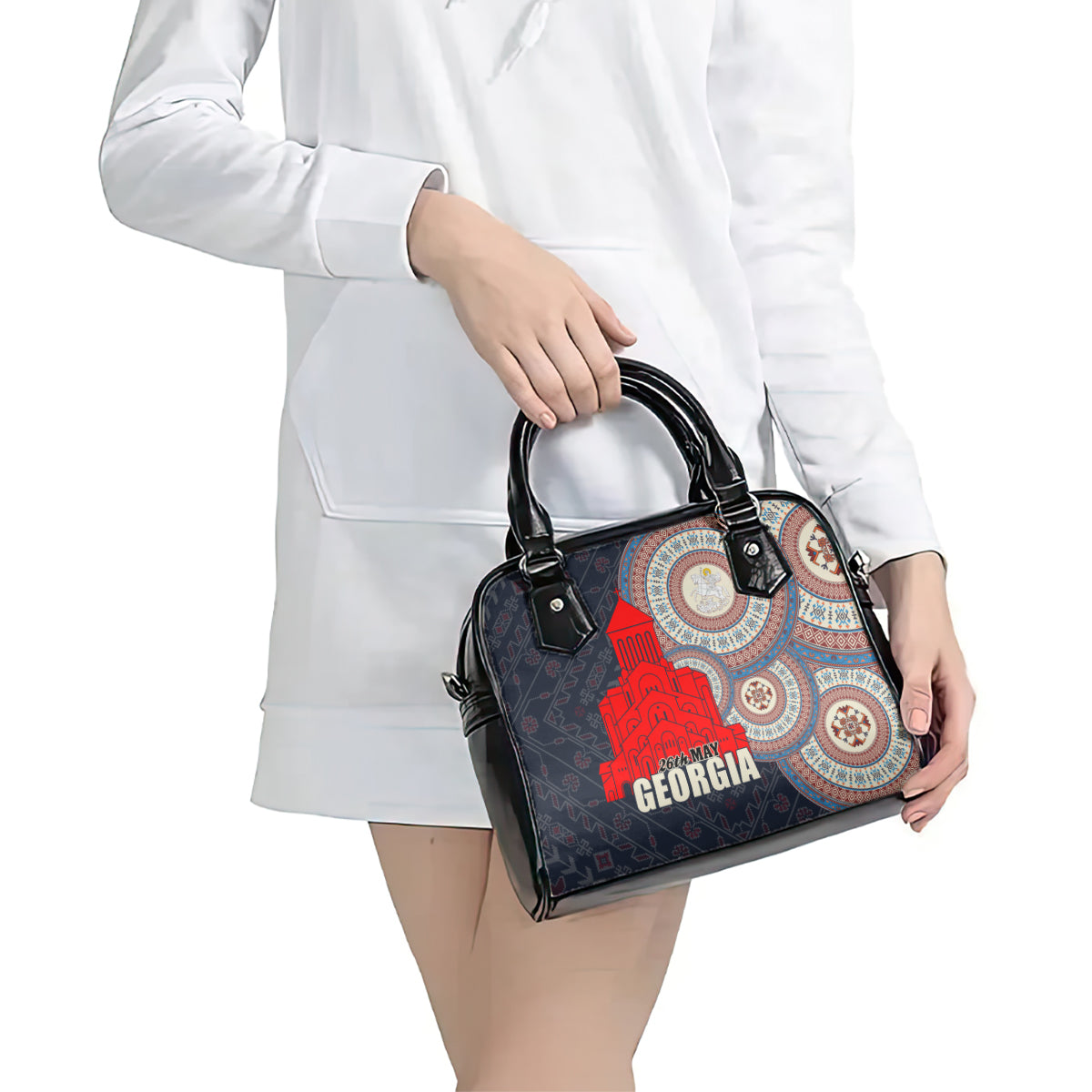 Georgia Independence Day Shoulder Handbag Holy Trinity Cathedral of Tbilisi