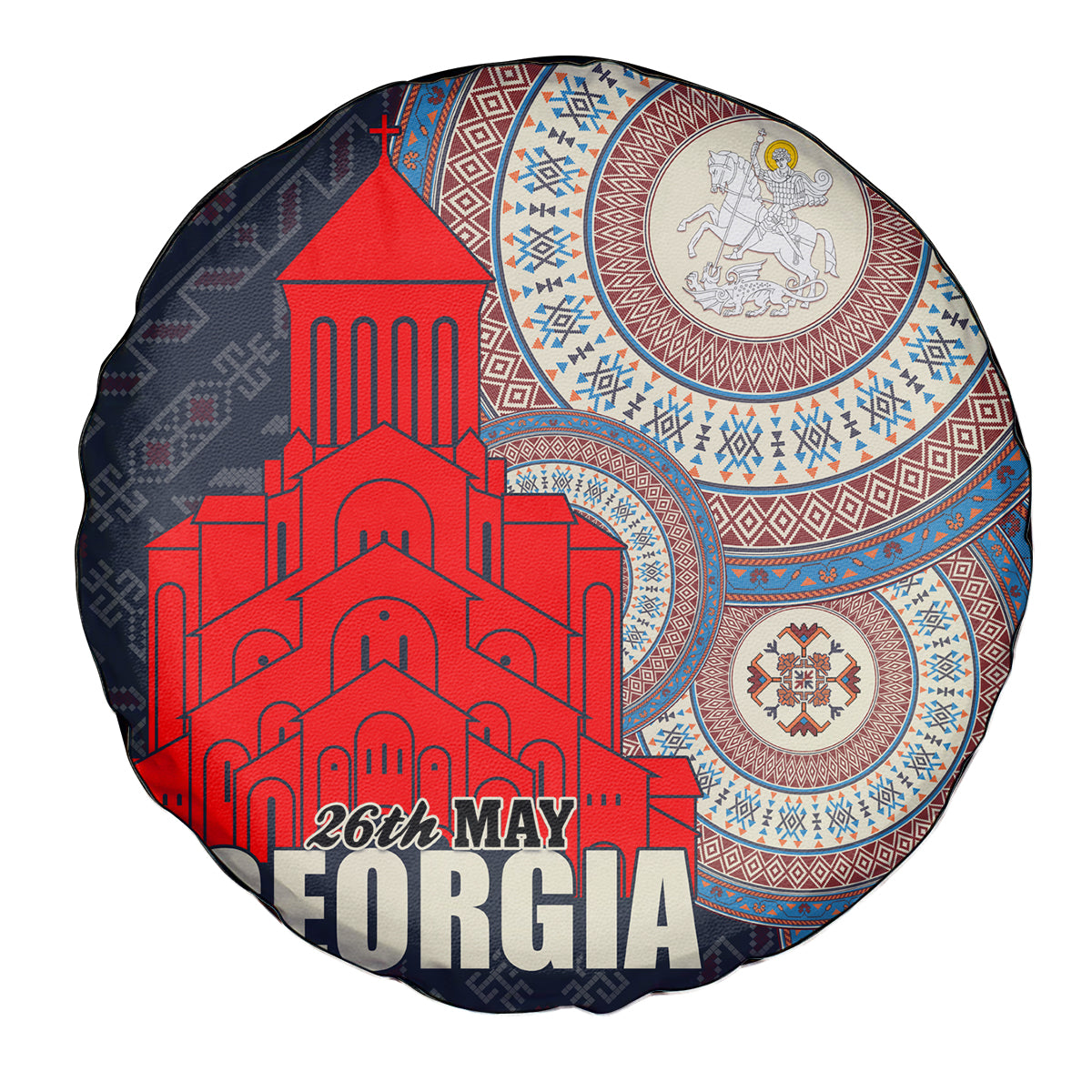 Georgia Independence Day Spare Tire Cover Holy Trinity Cathedral of Tbilisi - Wonder Print Shop