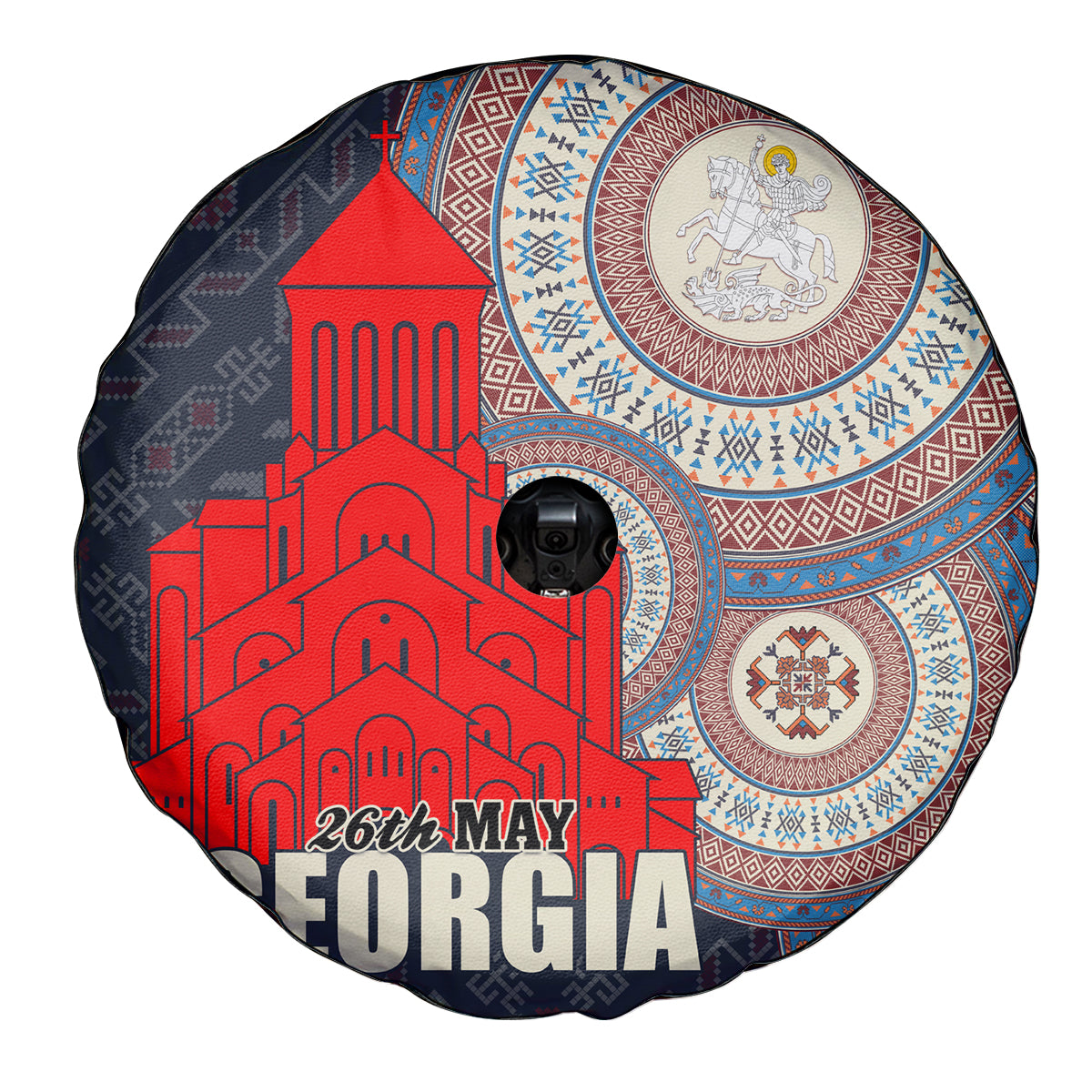 Georgia Independence Day Spare Tire Cover Holy Trinity Cathedral of Tbilisi - Wonder Print Shop