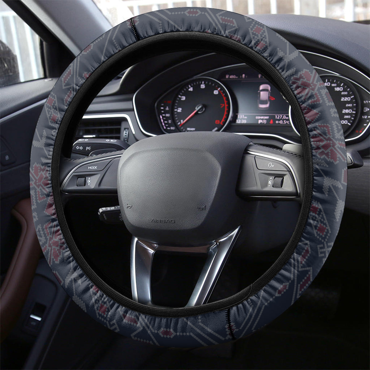 Georgia Independence Day Steering Wheel Cover Holy Trinity Cathedral of Tbilisi - Wonder Print Shop