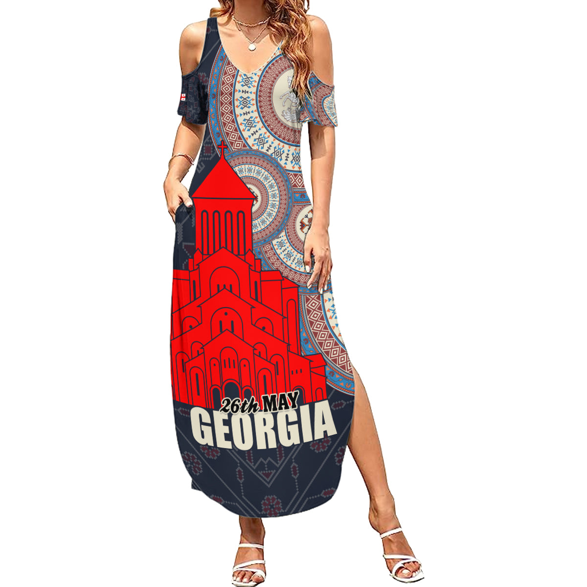 Georgia Independence Day Summer Maxi Dress Holy Trinity Cathedral of Tbilisi - Wonder Print Shop