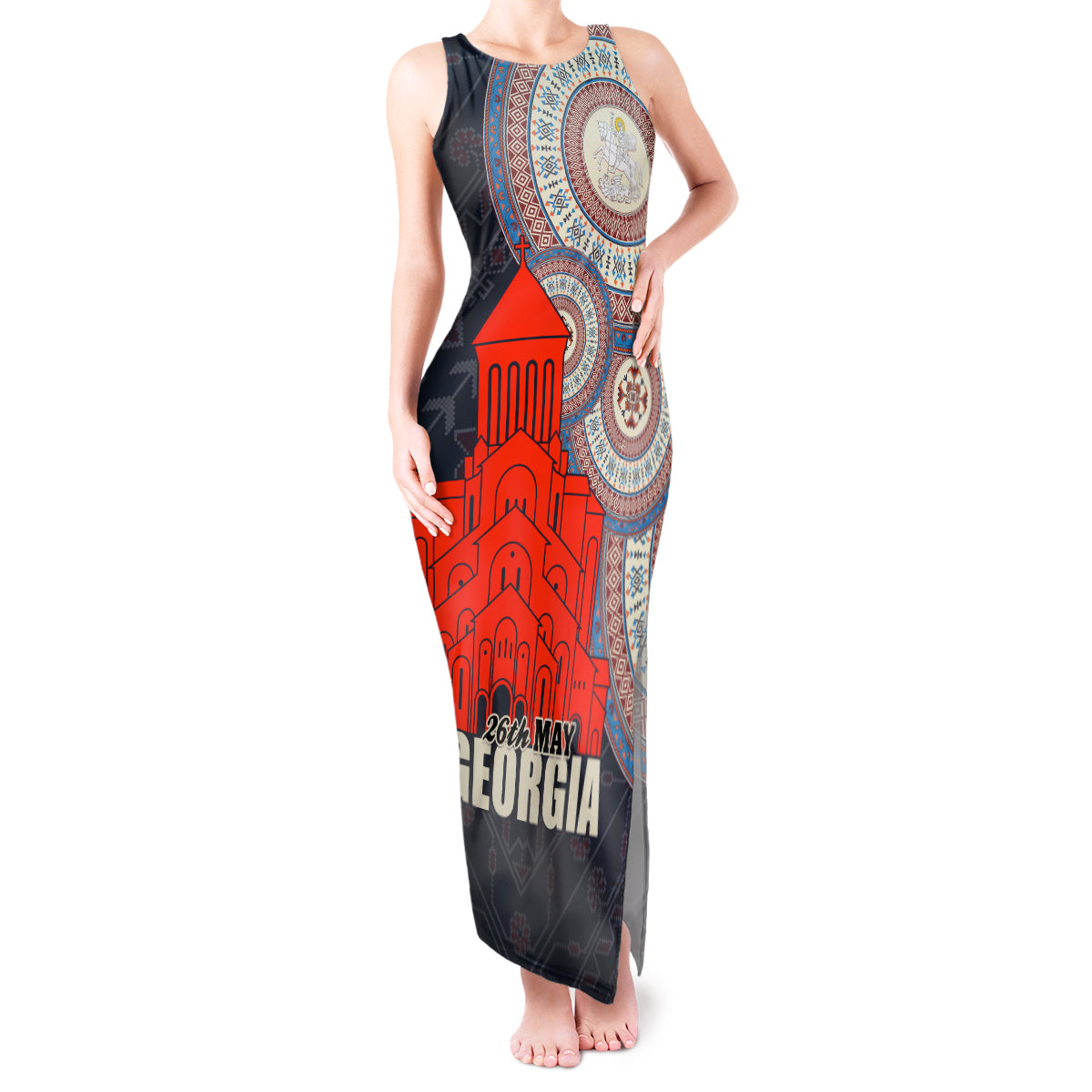 Georgia Independence Day Tank Maxi Dress Holy Trinity Cathedral of Tbilisi - Wonder Print Shop