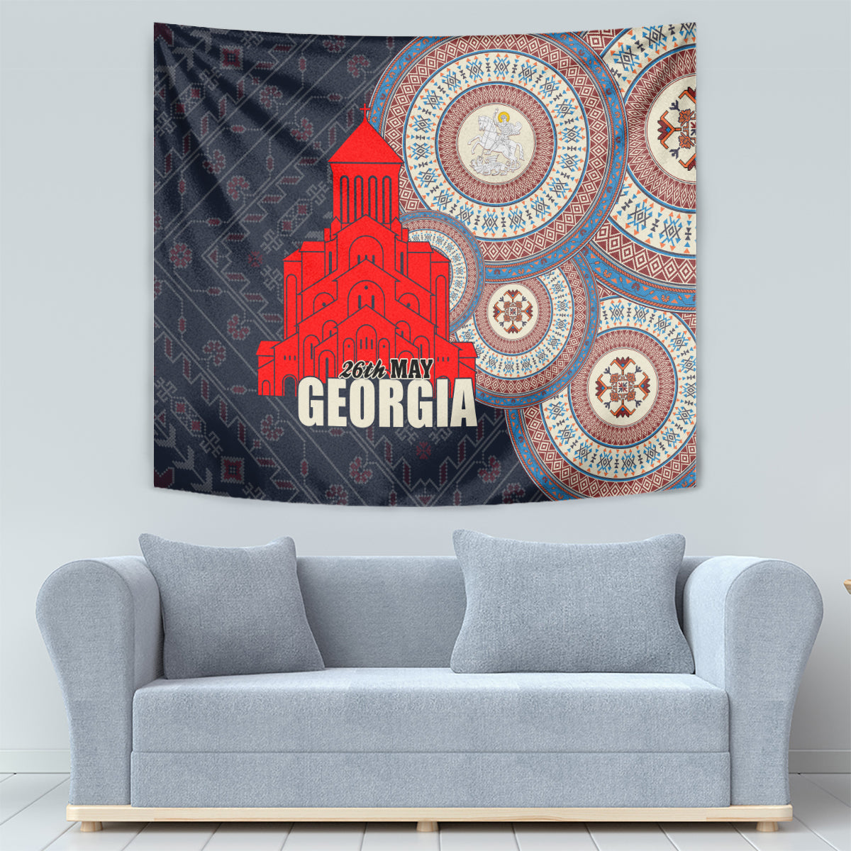 Georgia Independence Day Tapestry Holy Trinity Cathedral of Tbilisi - Wonder Print Shop