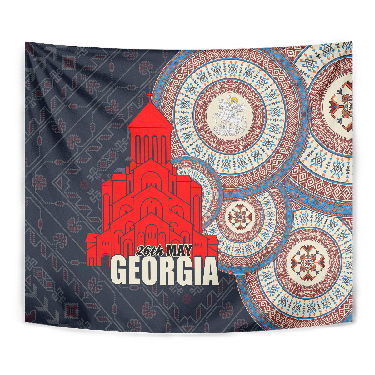 Georgia Independence Day Tapestry Holy Trinity Cathedral of Tbilisi - Wonder Print Shop