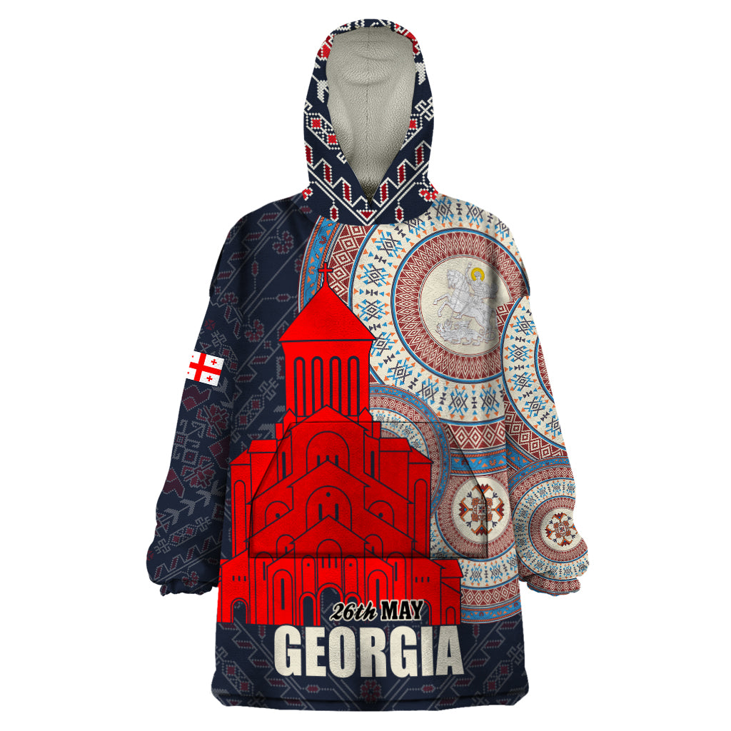 Georgia Independence Day Wearable Blanket Hoodie Holy Trinity Cathedral of Tbilisi