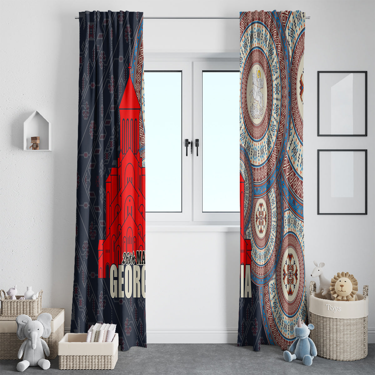 Georgia Independence Day Window Curtain Holy Trinity Cathedral of Tbilisi - Wonder Print Shop