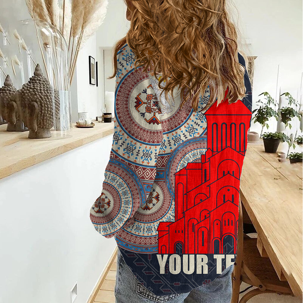 Georgia Independence Day Women Casual Shirt Holy Trinity Cathedral of Tbilisi - Wonder Print Shop