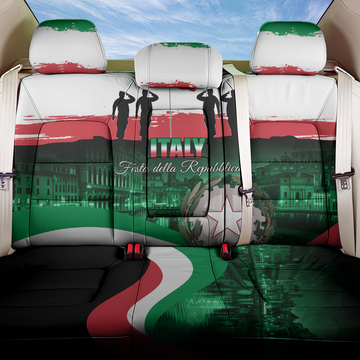 Italy Republic Day Back Car Seat Cover Festa della Repubblica - Wonder Print Shop