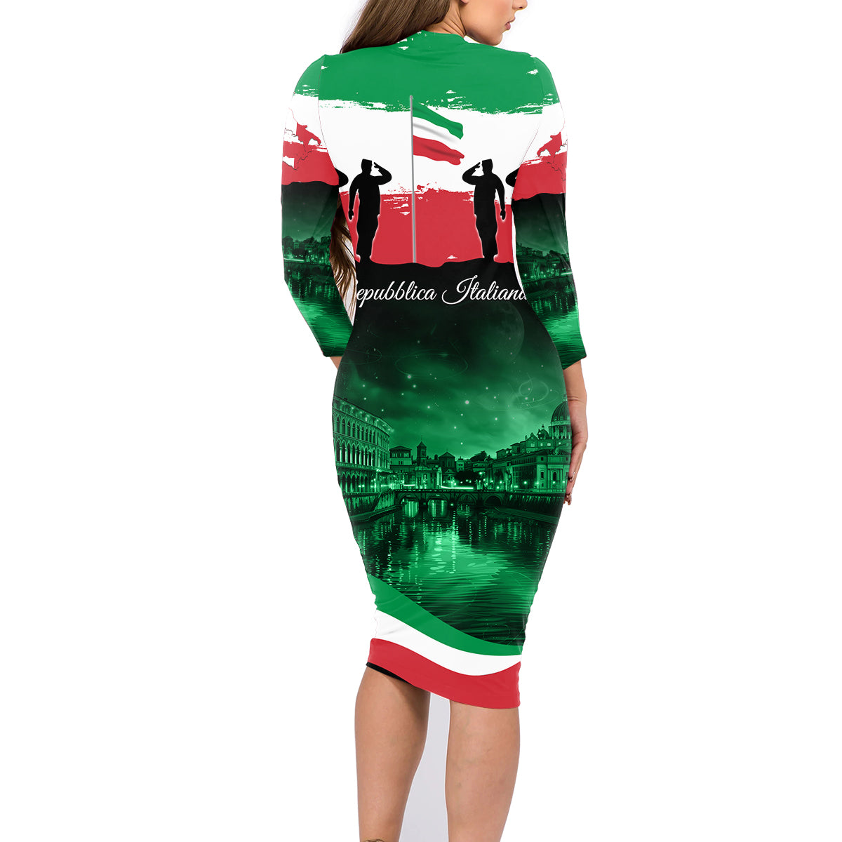 Italy Republic Day Family Matching Long Sleeve Bodycon Dress and Hawaiian Shirt Festa della Repubblica - Wonder Print Shop