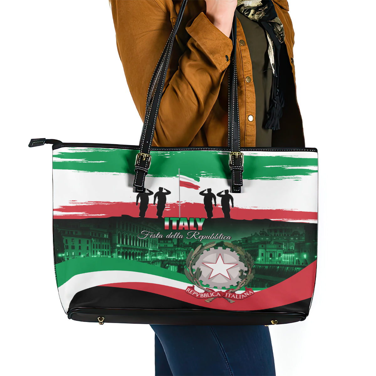 Italy Republic Day Leather Tote Bag Festa della Repubblica - Wonder Print Shop