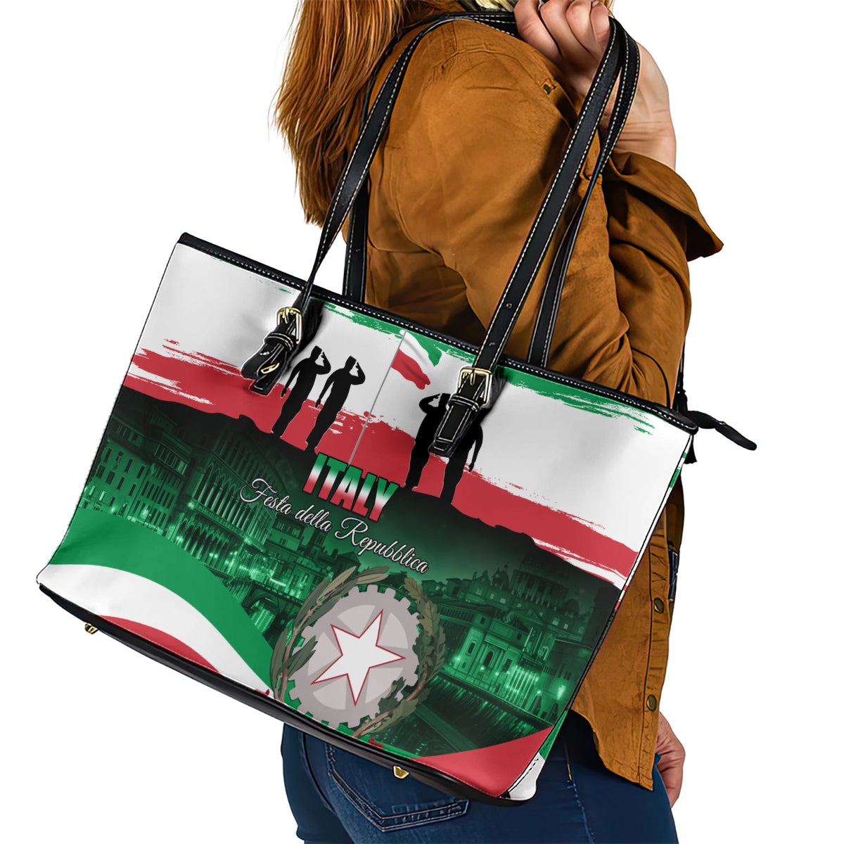 Italy Republic Day Leather Tote Bag Festa della Repubblica - Wonder Print Shop
