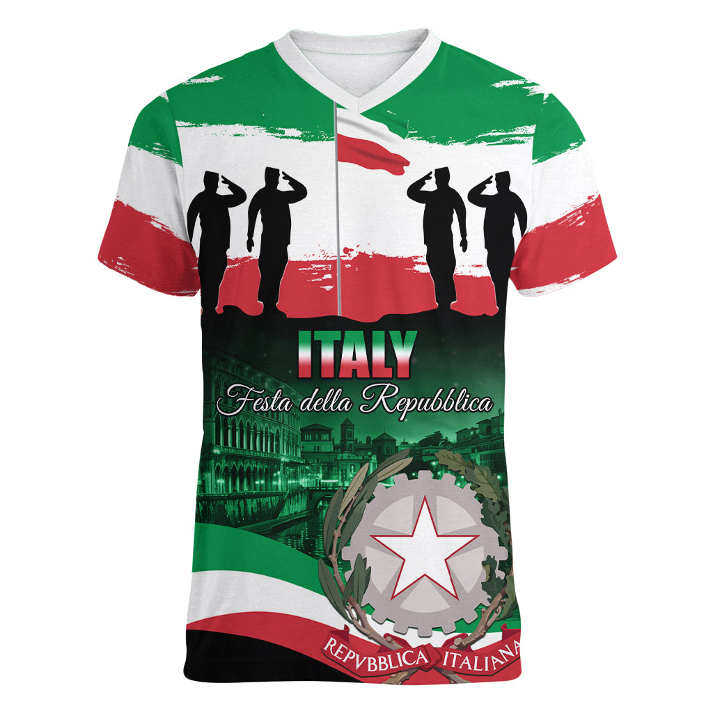Italy Republic Day Women V-Neck T-Shirt Festa della Repubblica - Wonder Print Shop